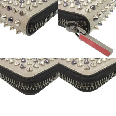 Pre-owned Christian Louboutin Gray Leather Long Wallet (bi-fold) ()