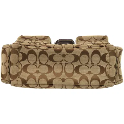 Pre-owned Coach Beige Brown Leather Canvas Shoulder Bag () In Multi