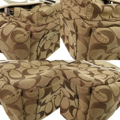 Pre-owned Coach Beige Brown Leather Canvas Shoulder Bag () In Multi