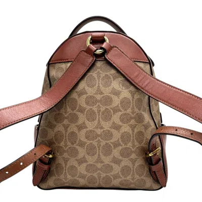 Pre-owned Coach Beige Brown Pvc Leather Backpack () In Multi