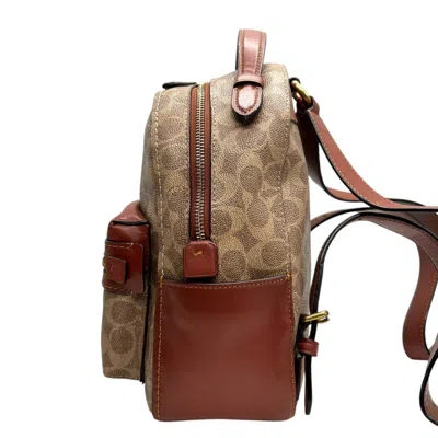 Pre-owned Coach Beige Brown Pvc Leather Backpack () In Multi