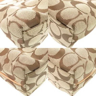 Pre-owned Coach Beige Brown Leather Canvas Shoulder Bag () In Multi