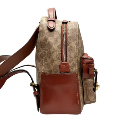 Pre-owned Coach Beige Brown Pvc Leather Backpack () In Multi