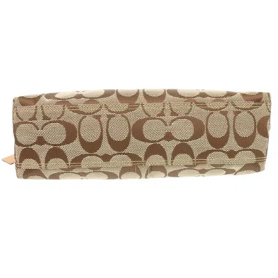 Pre-owned Coach Beige Brown Leather Canvas Shoulder Bag () In Multi
