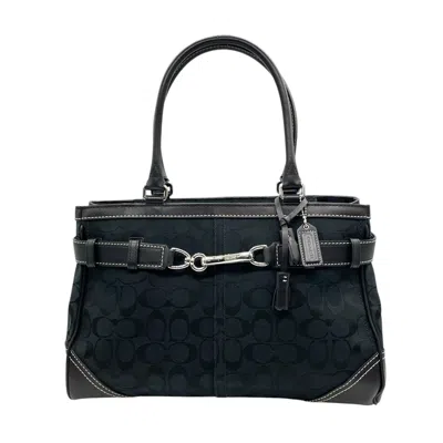 Pre-owned Coach Black Canvas Leather Tote Bag ()