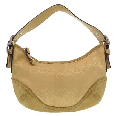 Pre-owned Coach Beige Yellow Canvas Suede Shoulder Bag () In Multi