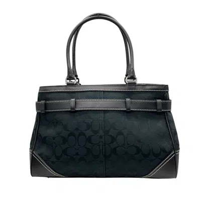 Pre-owned Coach Black Canvas Leather Tote Bag ()