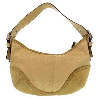 Pre-owned Coach Beige Yellow Canvas Suede Shoulder Bag () In Multi