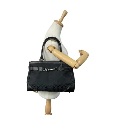 Pre-owned Coach Black Canvas Leather Tote Bag ()