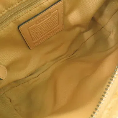 Pre-owned Coach Beige Yellow Canvas Suede Shoulder Bag () In Multi
