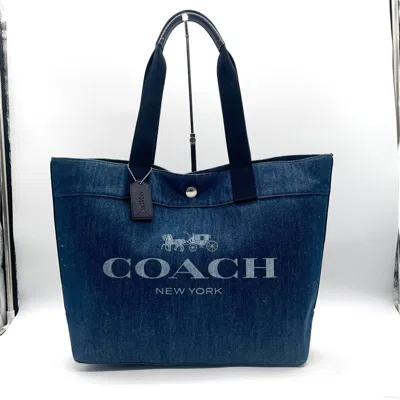 Pre-owned Coach Blue Denim Handbag Shoulder Bag Tote Bag ()