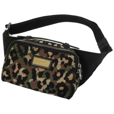 Pre-owned Dolce & Gabbana Black Camouflage Khaki Canvas Nylon Fanny Pack Sling Bag ()