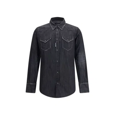 Dsquared2 Dsquared² Black Denim Men's Shirt In Black