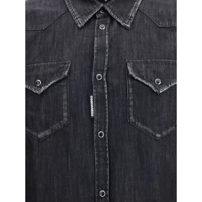 Dsquared2 Dsquared² Black Denim Men's Shirt In Black