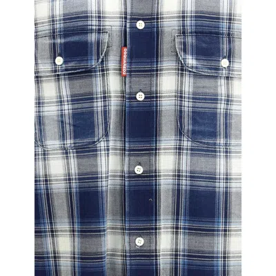 Dsquared2 Dsquared² Multicolor Cotton Pattern Men's Shirt In Blue