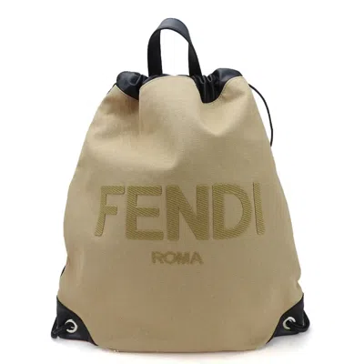 Pre-owned Fendi Beige Black Canvas Leather Backpack () In Multi