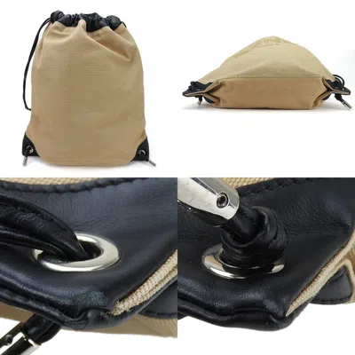 Pre-owned Fendi Beige Black Canvas Leather Backpack () In Multi