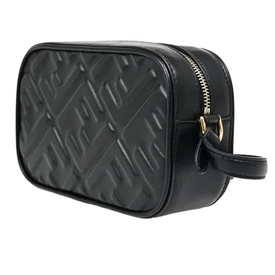 Pre-owned Fendi Camera Bag Zucca Embossed Leather Black Leather Handbag ()