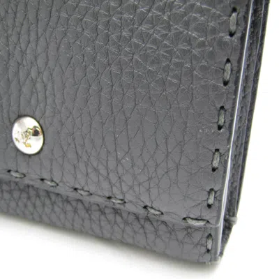 Pre-owned Fendi Selleria Dark Gray Leather Wallet (bi-fold) ()