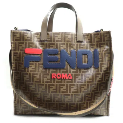 Pre-owned Fendi Zucca Brown Multi-color Coated Canvas Leather Shoulder Bag Tote Bag ()