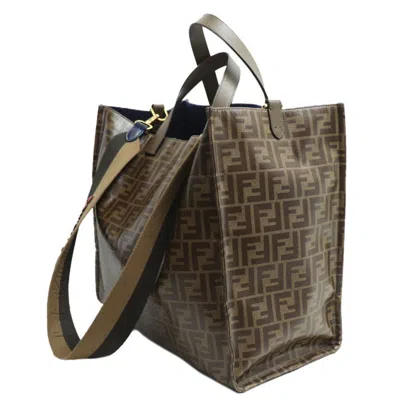 Pre-owned Fendi Zucca Brown Multi-color Coated Canvas Leather Shoulder Bag Tote Bag ()
