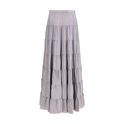 Forte Forte Forte_forte Gray Silk Long Women's Skirt In Gray