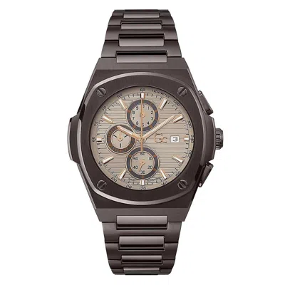 Gc Gray Stainless Steel Dress Watch In Gray