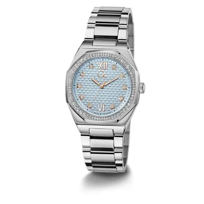 Gc Gray Stainless Steel Dress Watch In Gray