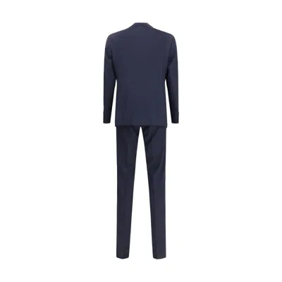 Giorgio Armani Soho Line Single-breasted Suit In A Chambray-effect Wool And Silk In Blue