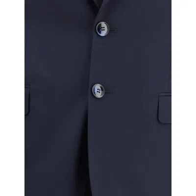 Giorgio Armani Soho Line Single-breasted Suit In A Chambray-effect Wool And Silk In Blue