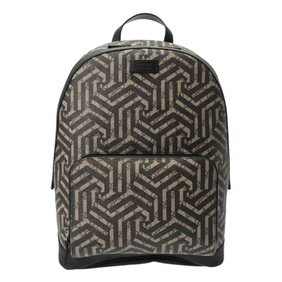 Pre-owned Gucci Beige Black Leather Gg Supreme Canvas Backpack () In Multi