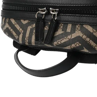 Pre-owned Gucci Beige Black Leather Gg Supreme Canvas Backpack () In Multi