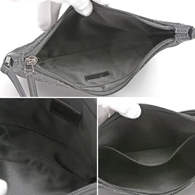 Pre-owned Gucci Black Gray Denim Leather Shoulder Bag () In Multi