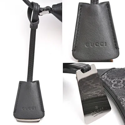 Pre-owned Gucci Black Gray Denim Leather Shoulder Bag () In Multi