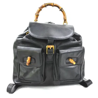 Pre-owned Gucci Black Leather Backpack ()