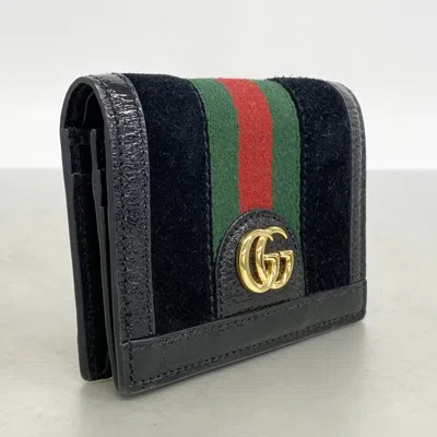 Pre-owned Gucci Black Suede Leather Wallet (bi-fold) ()