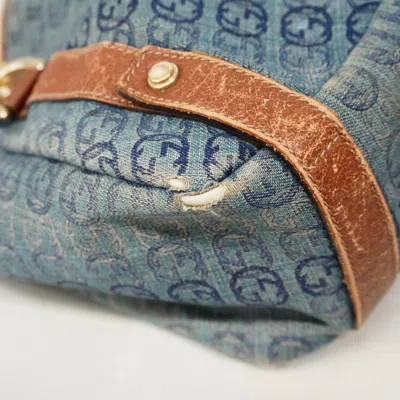Pre-owned Gucci Blue Brown Denim Tote Bag () In Multi