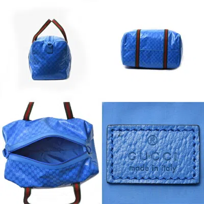 Pre-owned Gucci Gg Crystal Blue Pvc Boston Bag Shoulder Bag ()