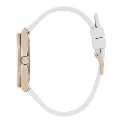 Guess White Synthetic Dress Watch In Gold