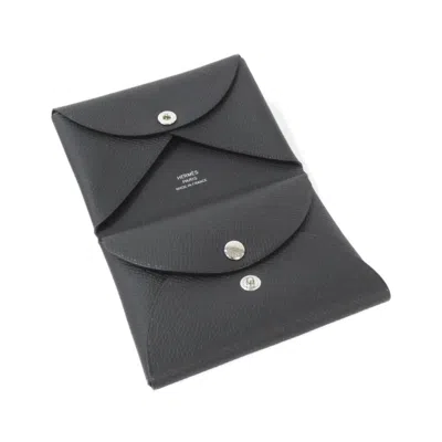 Pre-owned Hermes Black Epsom Leather Coin Purse/coin Case ()