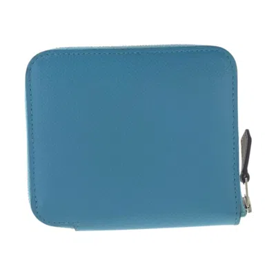 Pre-owned Hermes Blue Leather Silk Coin Purse/coin Case ()