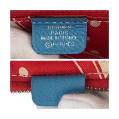 Pre-owned Hermes Blue Leather Silk Coin Purse/coin Case ()