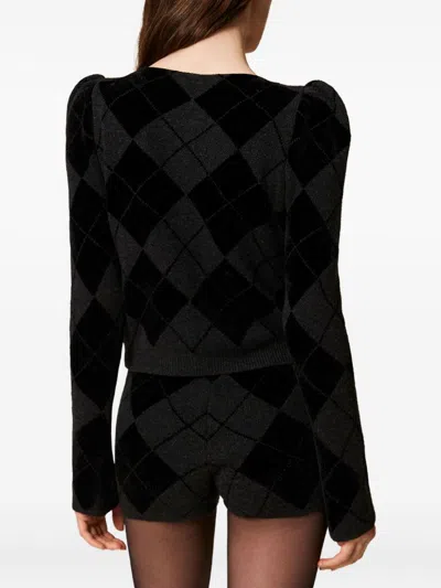 Twinset Diamond-pattern Knit Shorts In Gray