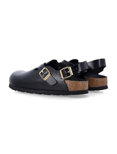Birkenstock Amalfi Leather Sandals Oversized Buckle In Black