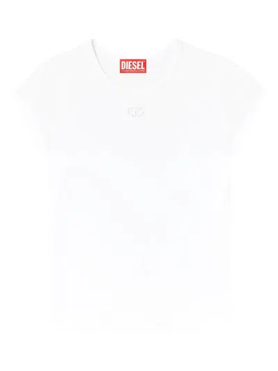 Diesel T-angie Logo-embroidery T-shirt In White