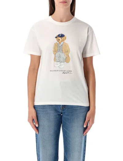 Polo Ralph Lauren Polo Bear White Cotton Jersey T-shirt In Neutral