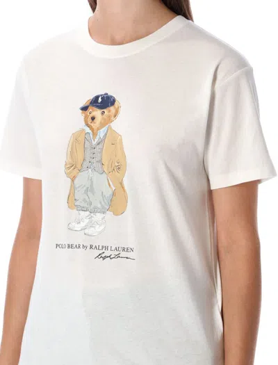 Polo Ralph Lauren Polo Bear White Cotton Jersey T-shirt In Neutral