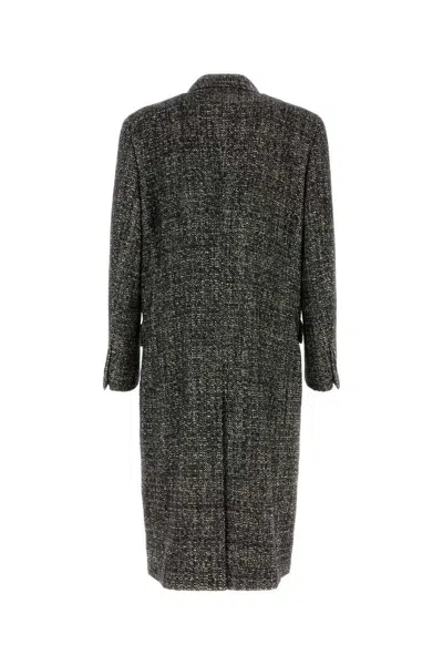 Dolce & Gabbana Double-breasted Long Coat Side Pockets In Multi