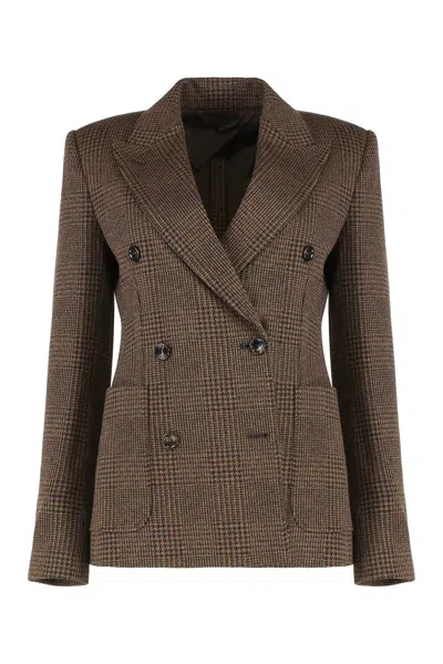 Max Mara Double-breasted Blazer Zulma In Prince Of Wales In Multi