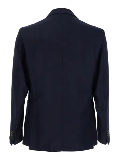 Tagliatore Navy Blue Double Breasted Blazer In Black